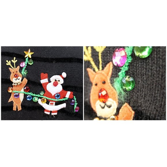 Jack B. Quick Women 3XL Ugly Christmas Holiday Cardigan Sweater Santa Reindeer - Picture 5 of 15